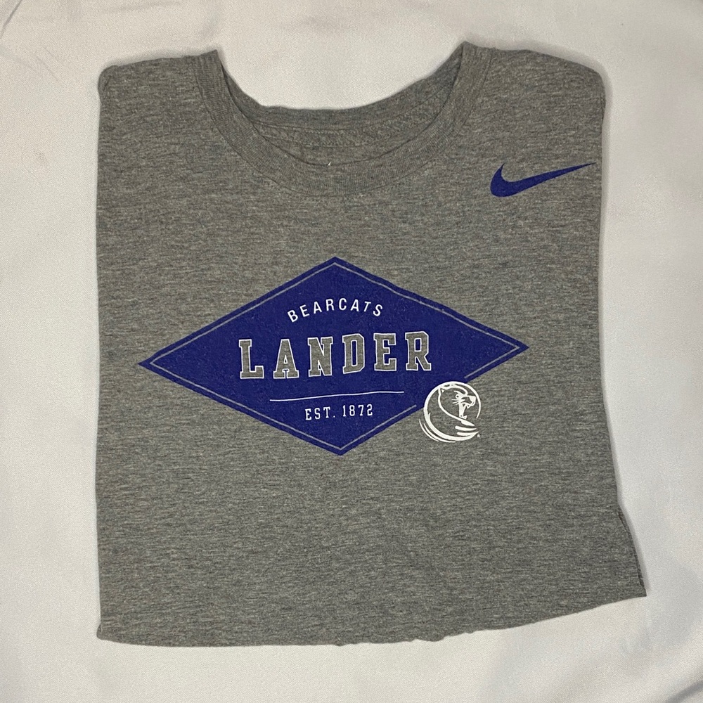 Nike Tee Short Sleeve Men Gray and Blue Lander Bearcats Tee Medium